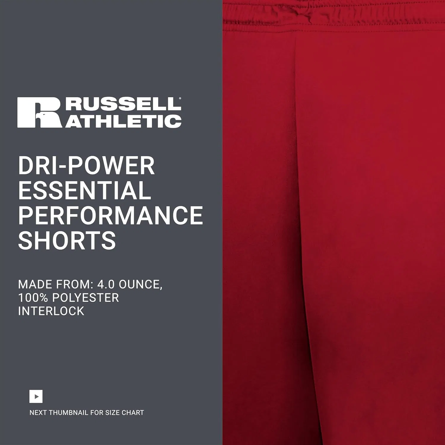Russel Athletic Детские спортивные шорты Russell Athletic Boys Dri-Power Essential Performance Shorts, True Red — фото 4