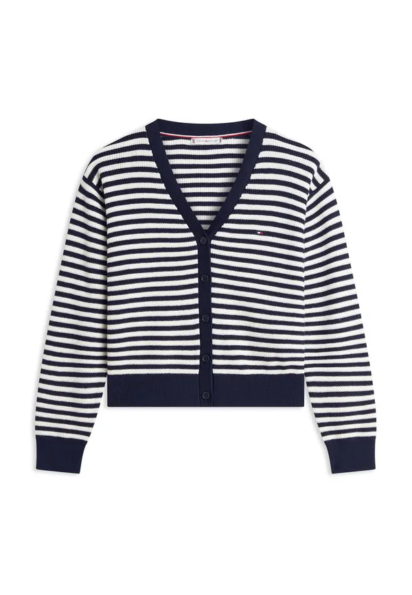 Кардиган из тонкой вязки с v-образным вырезом свободного кроя Tommy Hilfiger, Ivory/Dark Navy — фото 4