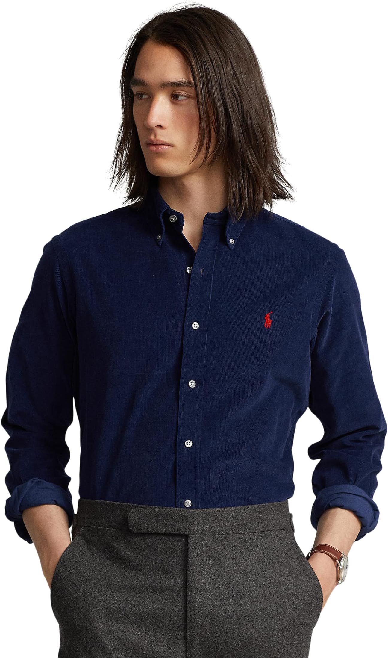 

Вельветовая рубашка классического кроя Polo Ralph Lauren, цвет Newport Navy