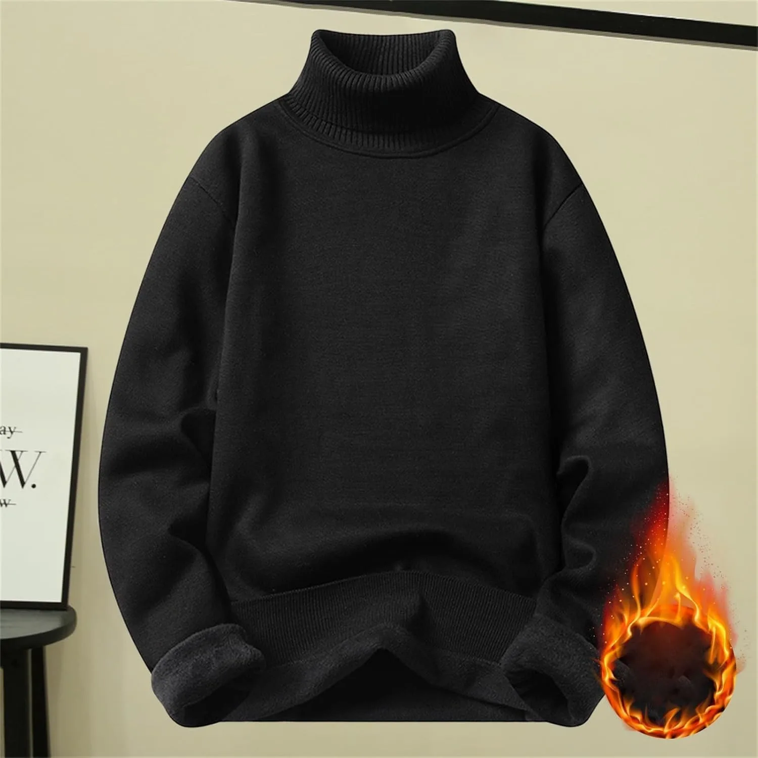 Мужской свитер-водолазка Plus Size с длинными рукавами и узором — фото 2