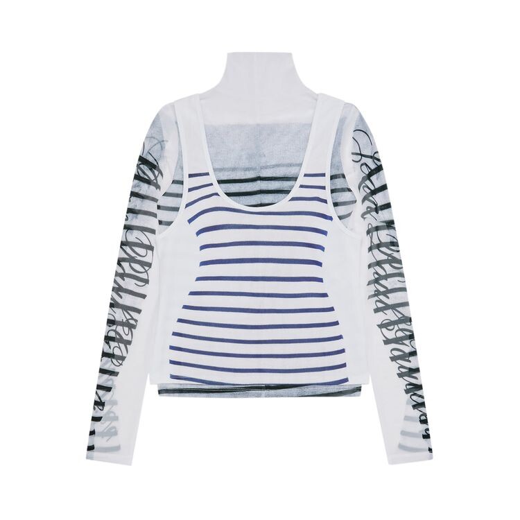 

Топ Jean Paul Gaultier Spandex And Mesh Long-Sleeve Top White/Navy/Black, белый
