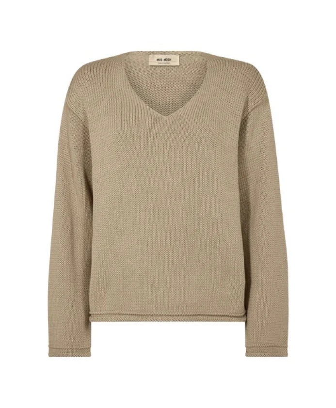 

Мягкий вязаный свитер с V-образным вырезом, цвет кунжут. Mos Mosh, зеленый