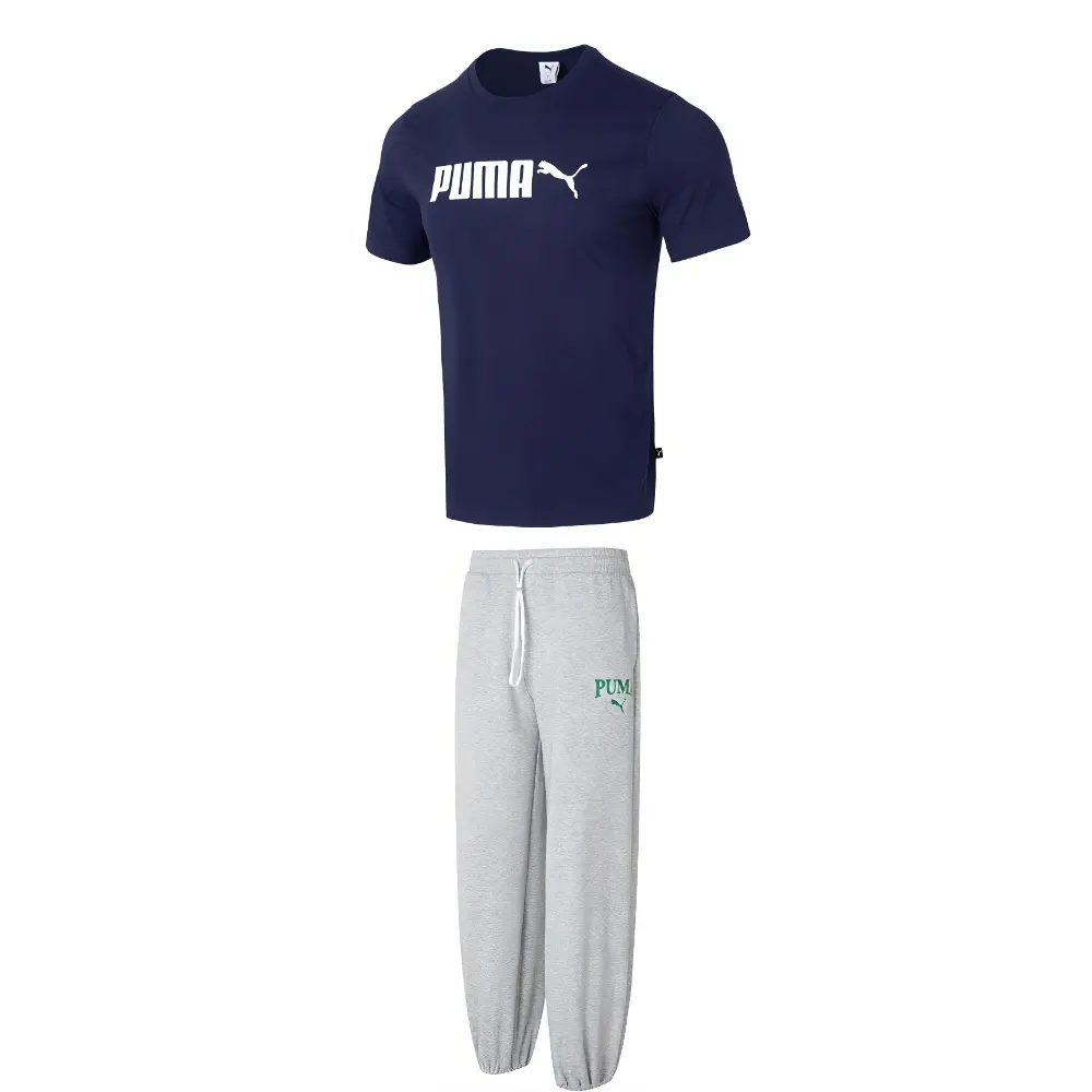 

PUMA Повседневный спортивный комплект для мужчин marine blue топ + gray низ