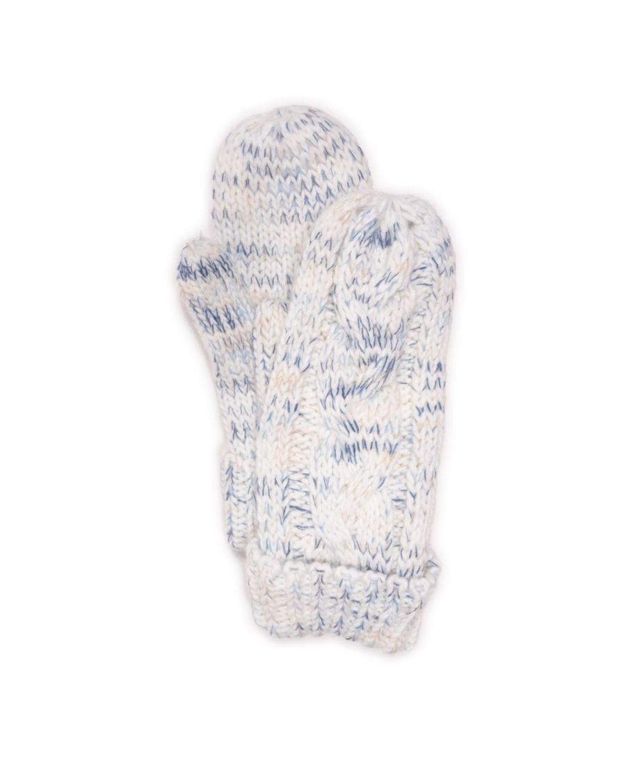 

Женские варежки с цветными блоками и полосками, узор "косичка" MUK LUKS, Lt. Blue