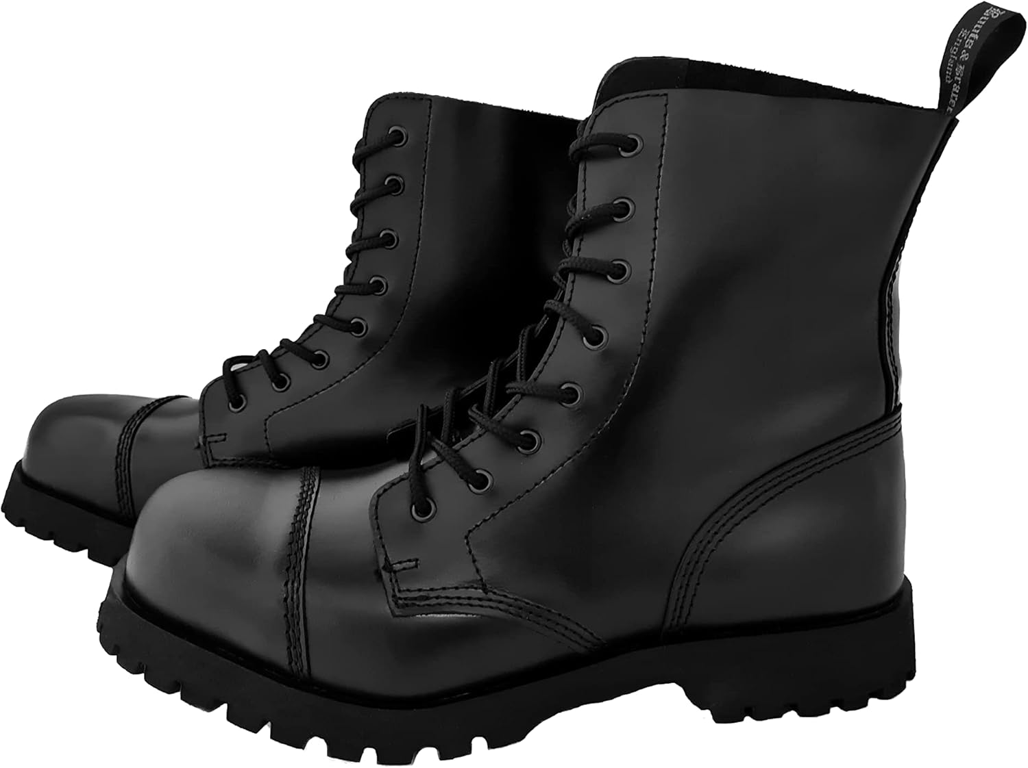 Мужские черные блестящие ботинки Boots Braces England с 8 отверстиями и стальным носком Spirit Of England — фото 2