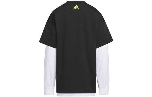 Футболка оригинальные уличные спортивные Футболка 2 в 1 Adidas, черный — фото 2