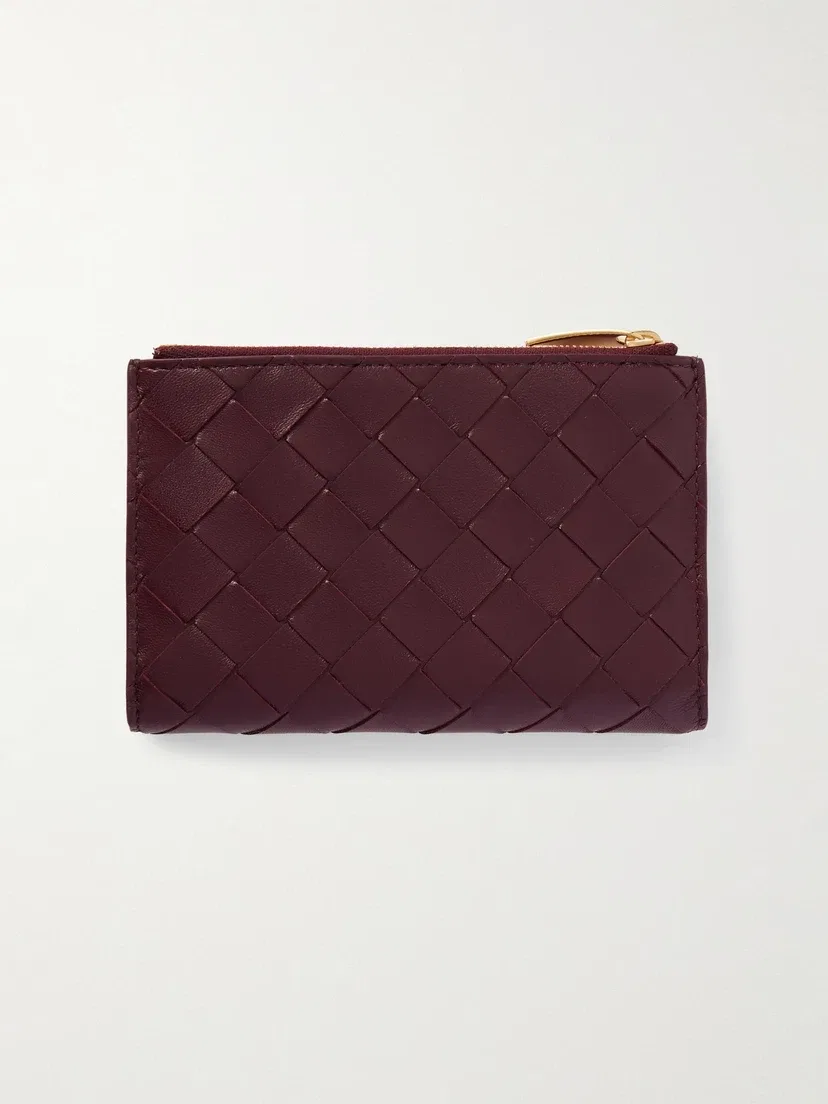 Кожаный кошелек Intrecciato BOTTEGA VENETA, золотой — фото 3