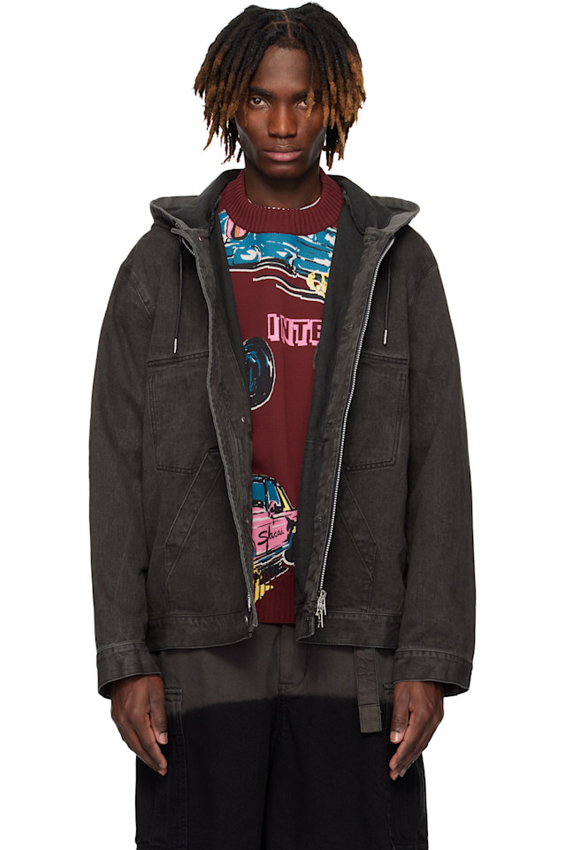 

Джинсовая куртка с капюшоном Sacai, серый