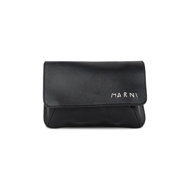 

Сумка Marni Logo Embroidered Leather Belt Bag, черный