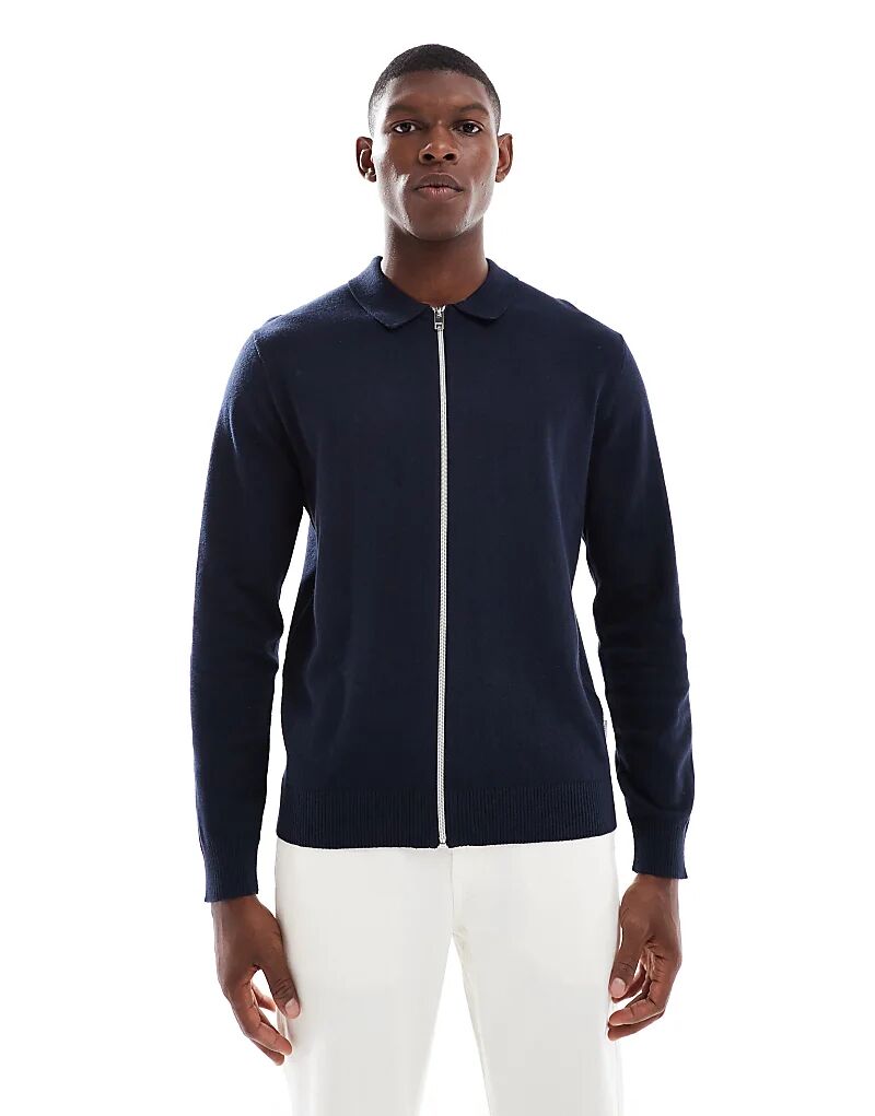 

Трикотажное поло на молнии JJ Rebel темно-синего цвета