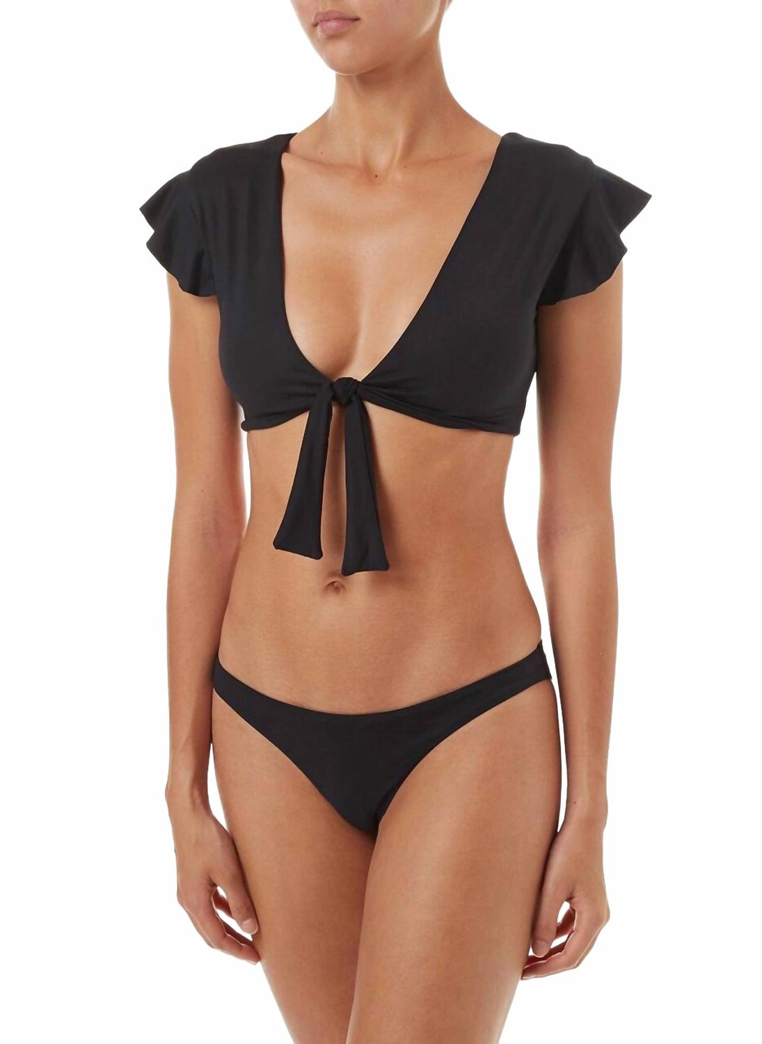 

Melissa Odabash Верхняя часть бикини Koshamui с завязками спереди и оборками, черный