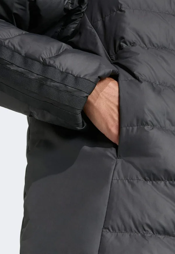Пуховое пальто essentials climawarm с тремя полосками и капюшоном Adidas Sportswear, Black — фото 4