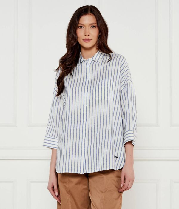 

Льняная рубашка в кантор Loose fit Weekend Max Mara, синий