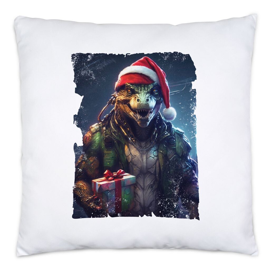 

Футуристическая подушка Cyborg T-Rex с наполнителем Christmas Dinosaur X-Mas Dino Hey!Print
