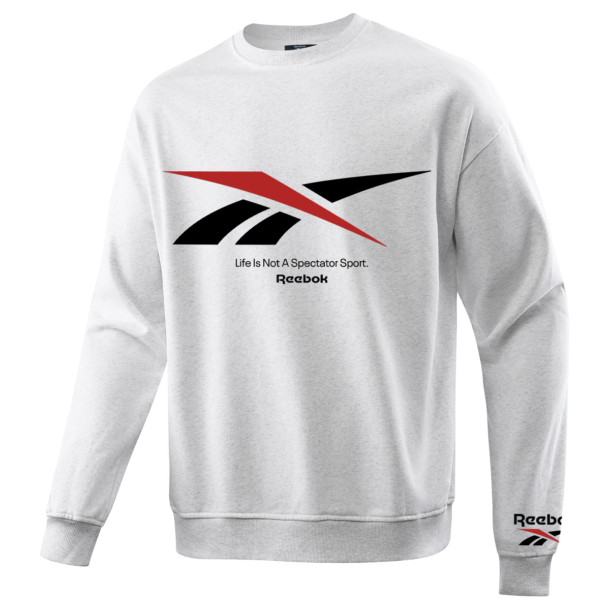 

Свитшот Unisex Crew Neck Moderate Heavyweight Reebok, белый heather серый
