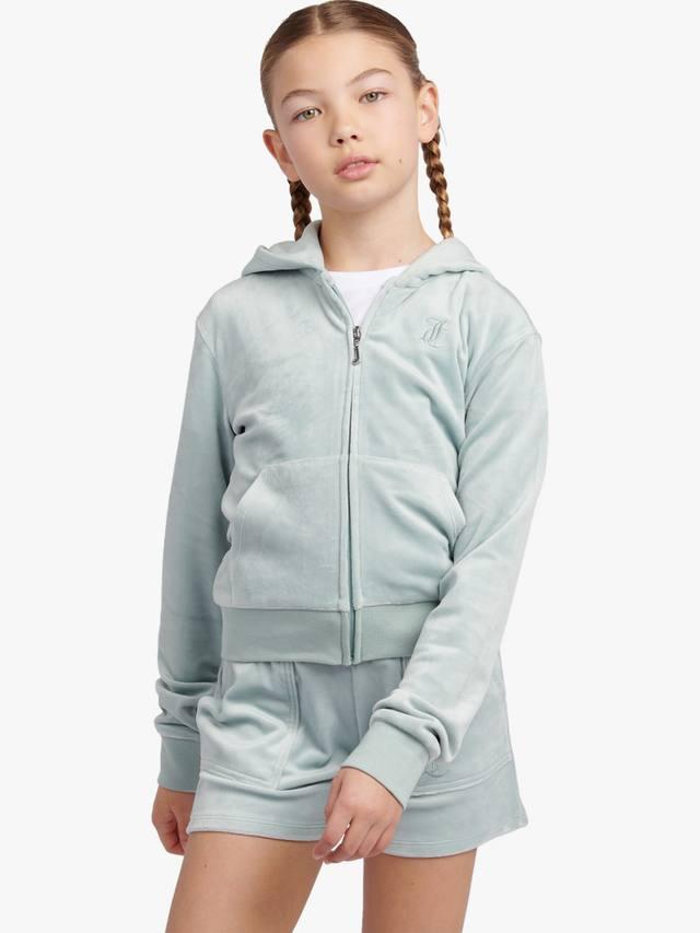

Детская велюровая худи с молнией в тон Juicy Couture, Grey Mist