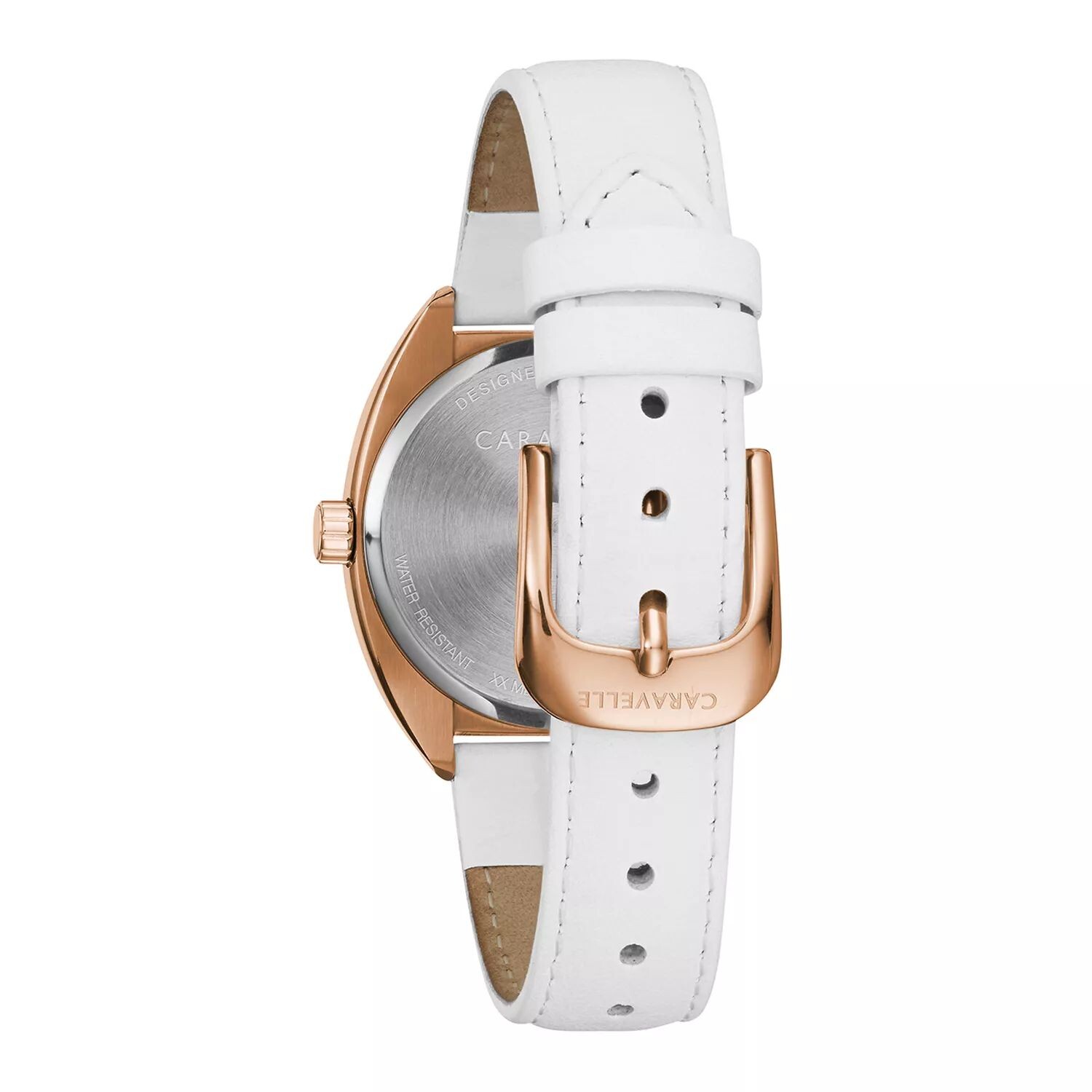 

Женские часы с кристаллами на белом ремешке — 44L251 Caravelle by Bulova