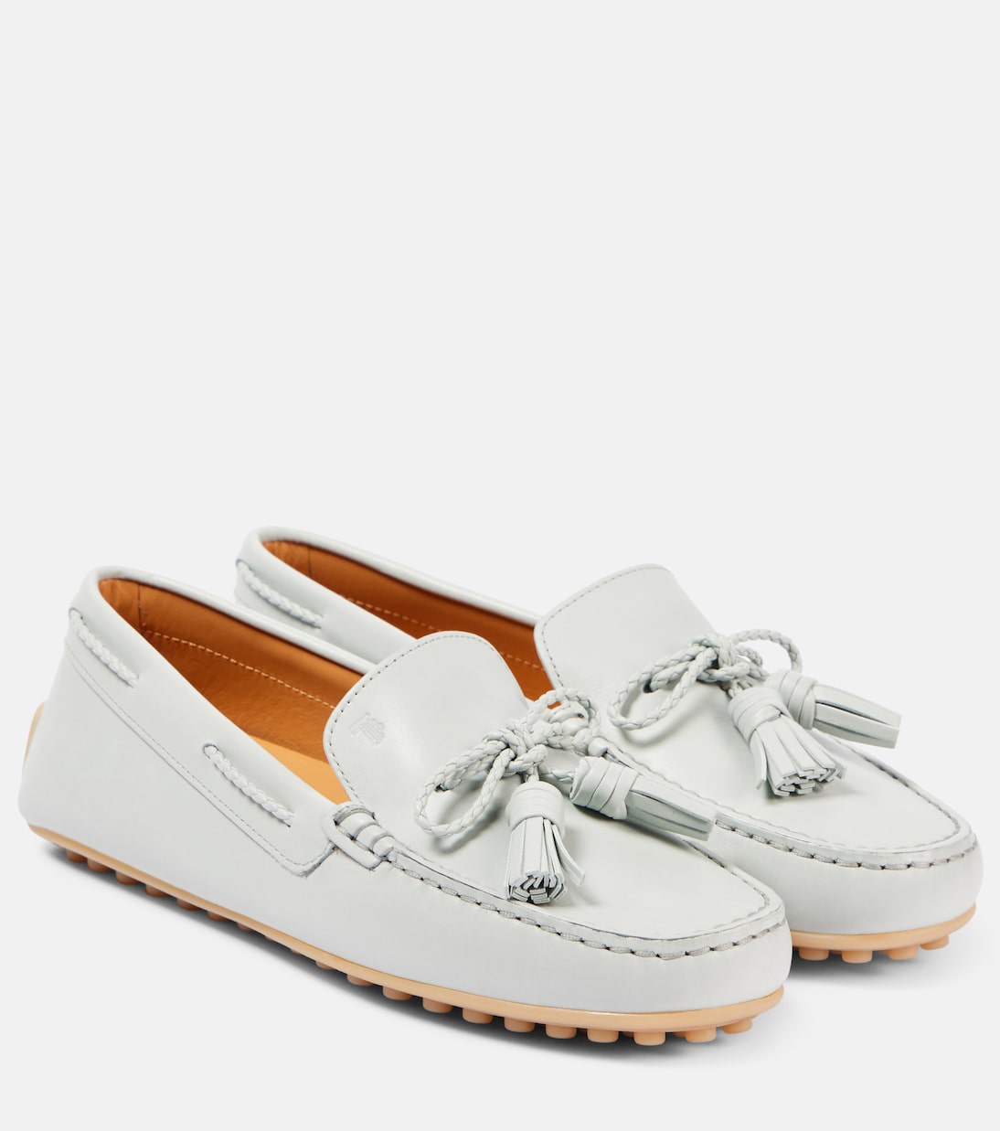 Кожаные мокасины Tod's, Grigio Medio + Cromo Chiaro