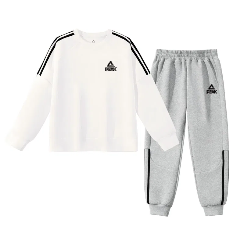Спортивный костюм для детей PEAK White/PK Logo Black Silicone K-Light Heather Gray/PK Logo Black Silicone K