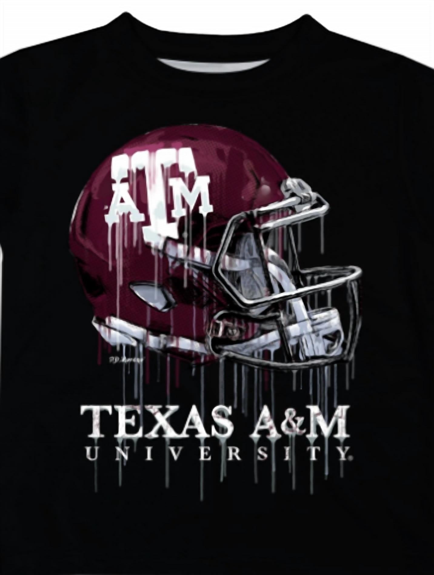Футболка с принтом шлема для американского футбола Texas A&M Aggies Dripping, черная Vive La Fete, черный — фото 2