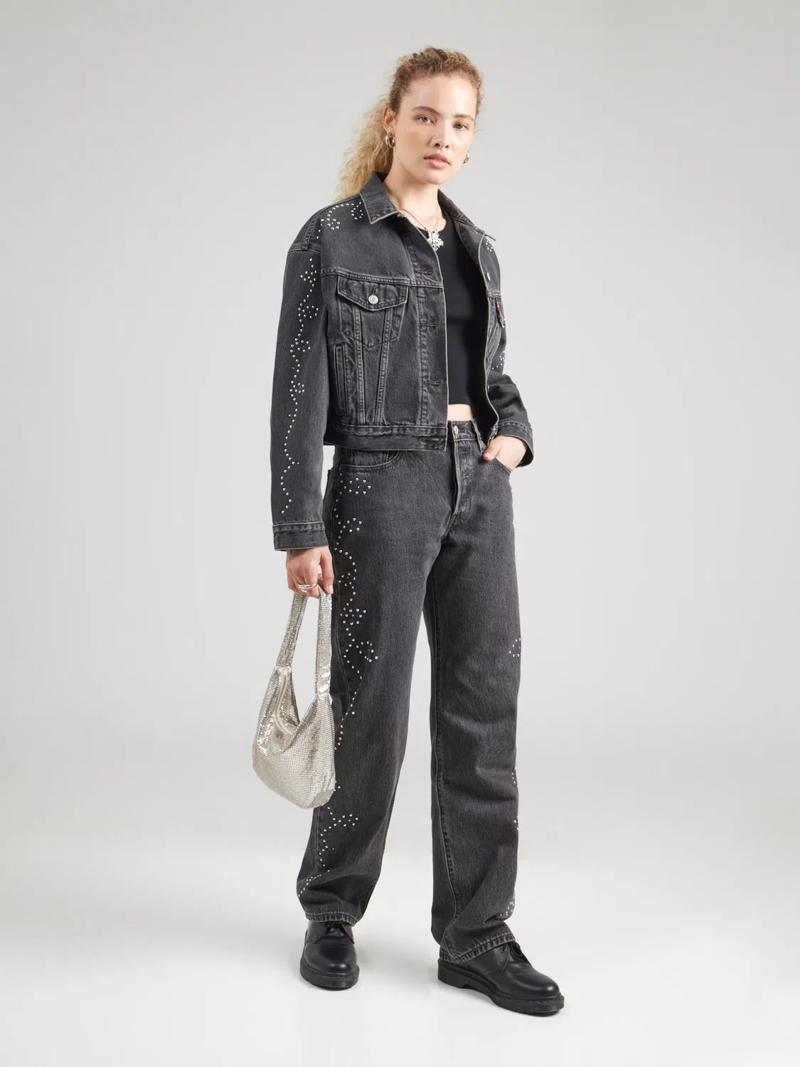Демисезонный куртка Shrunken 90s Trucker Levi S, черный деним — фото 4