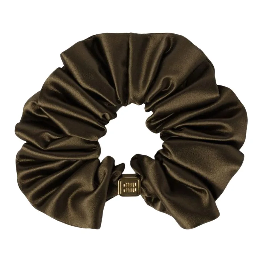 MIU MIU Скра́нч Army Green Satin — фото 2