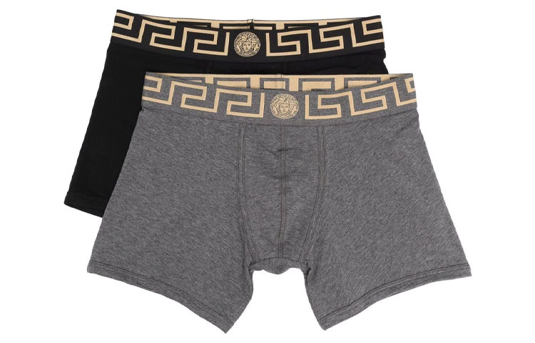 

VERSACE Трусы Greca Border Long Trunks 2 Pack 'Grey/Black'
