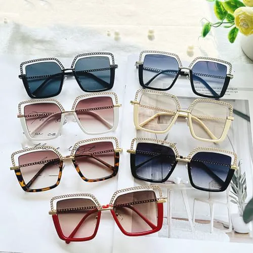 

Солнцезащитные очки для женщин, солнцезащитные очки из сплава с цепочкой для часов, мужские солнцезащитные очки, женские солнцезащитные очки UV400 MTZJH, 6