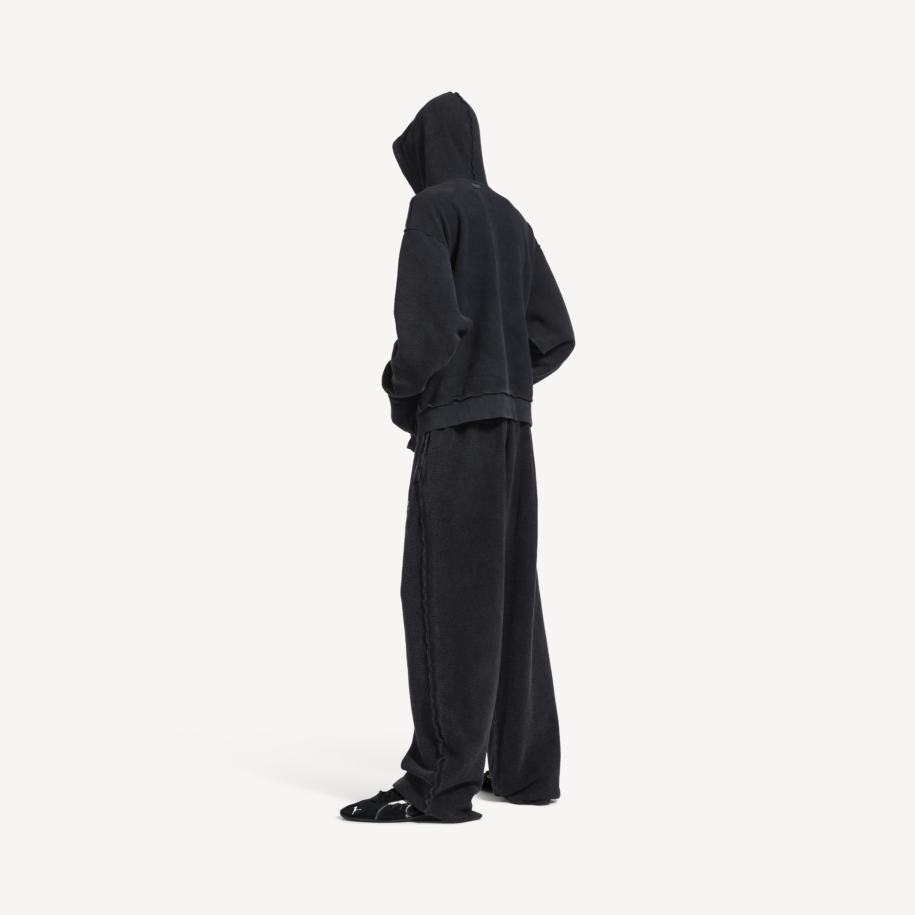 Толстовка Balenciaga 3b Sports Icon Inside-Out Zip-Up, выцветший черный — фото 4
