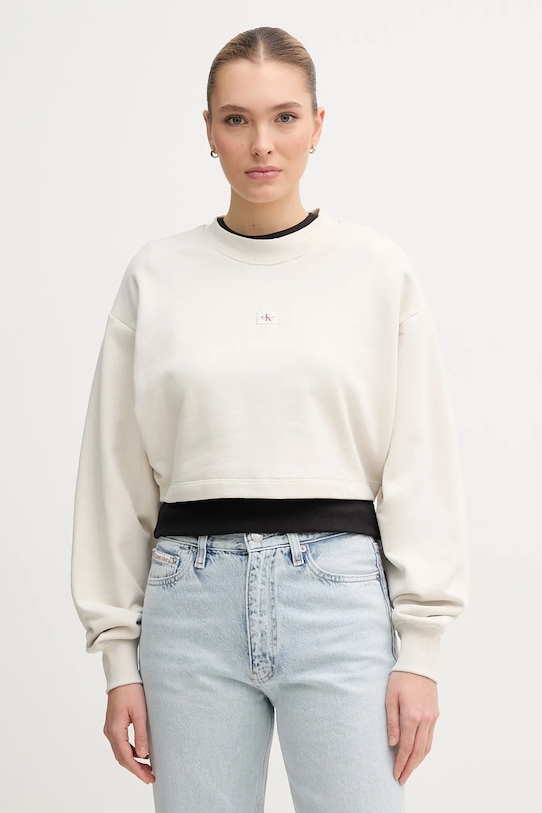 

Хлопковая толстовка Calvin Klein Jeans, бежевый