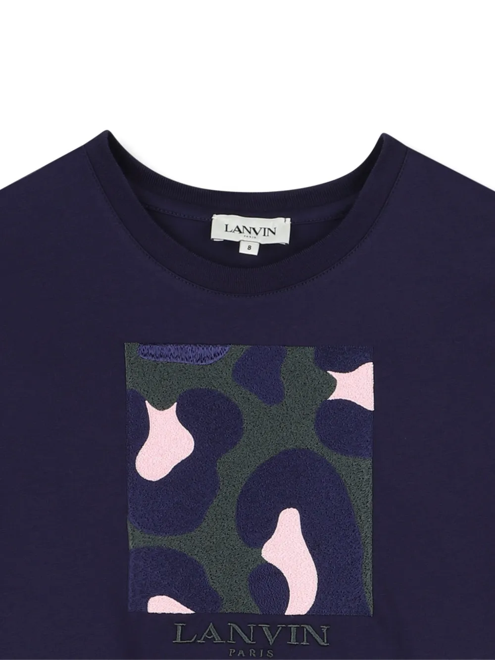 Укороченная футболка с нашивкой Lanvin Enfant, синий — фото 3