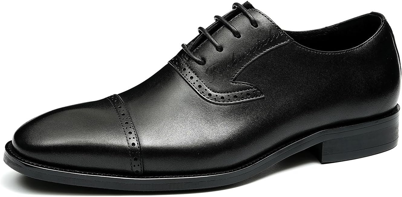 

Мужские оксфорды Santimon, формальная обувь из натуральной кожи, броги с крыльями, дерби с закрытым носком, деловая и повседневная обувь, свадебные, смокинговые, модные туфли для выпускного для мужчин, черный