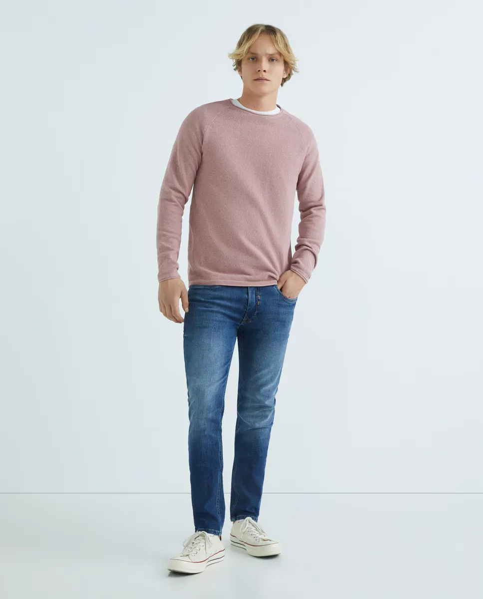 

Мужской однотонный базовый свитер Jack & Jones, розовый
