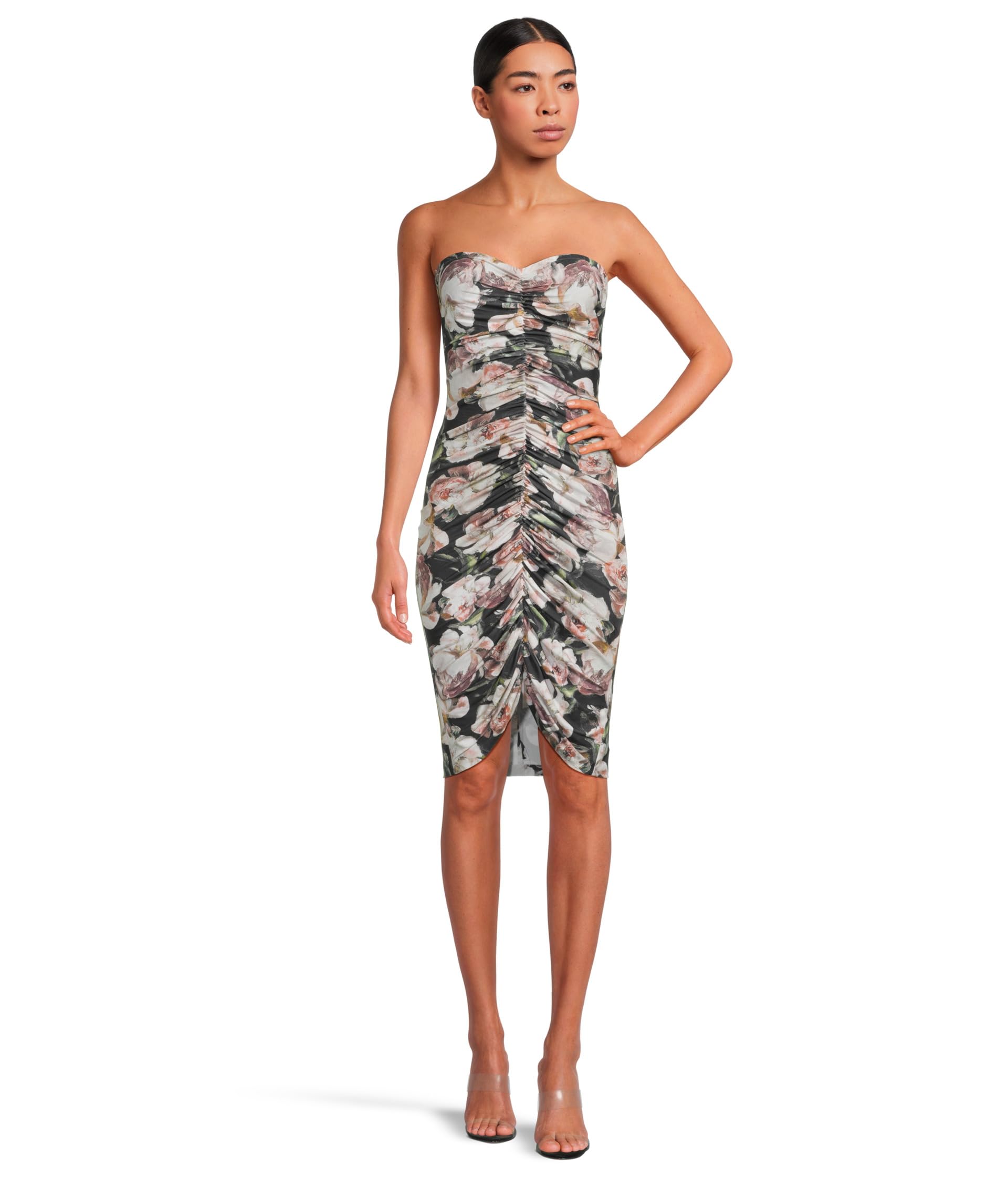 

Платье Norma Kamali Strapless Shirred Front Dress To Knee, цвет Peony