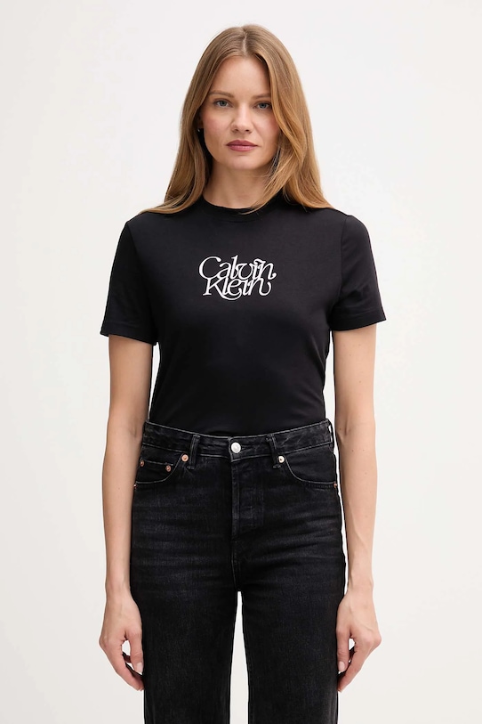 

Хлопковая футболка Calvin Klein Jeans, черный