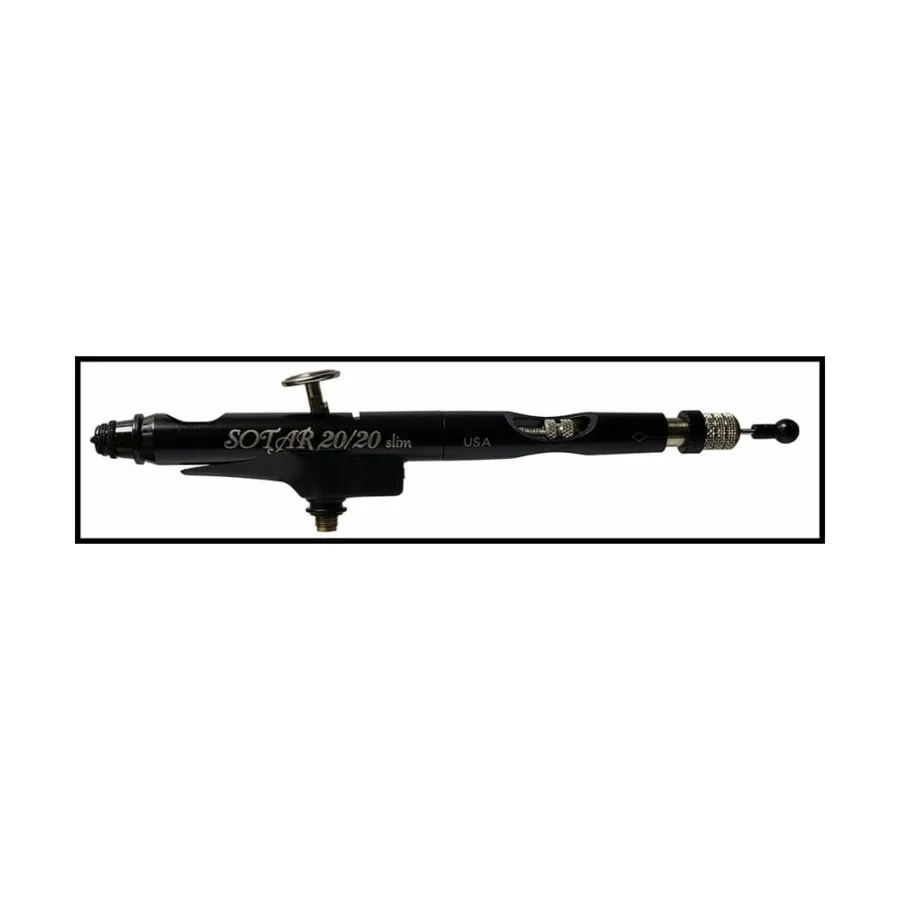

Sotar 20/20 Slim Fine (.2) Аэрограф двойного действия с иглой/соплом гравитационной подачи и цветной полостью, Airbrushes & Accessories (Badger Air-Brush)