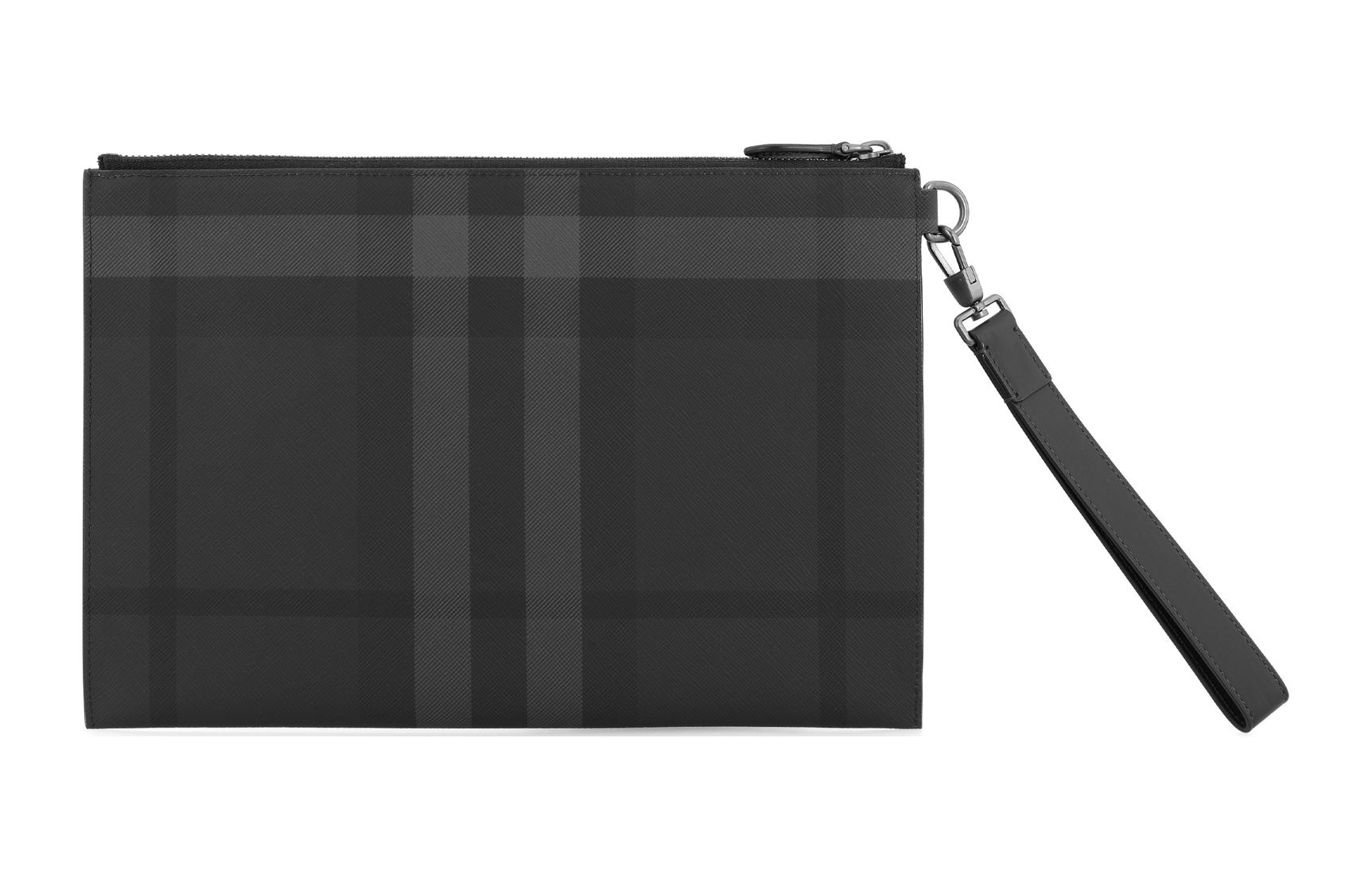 Кожаный конверт-клатч Burberry мужской черный — фото 3