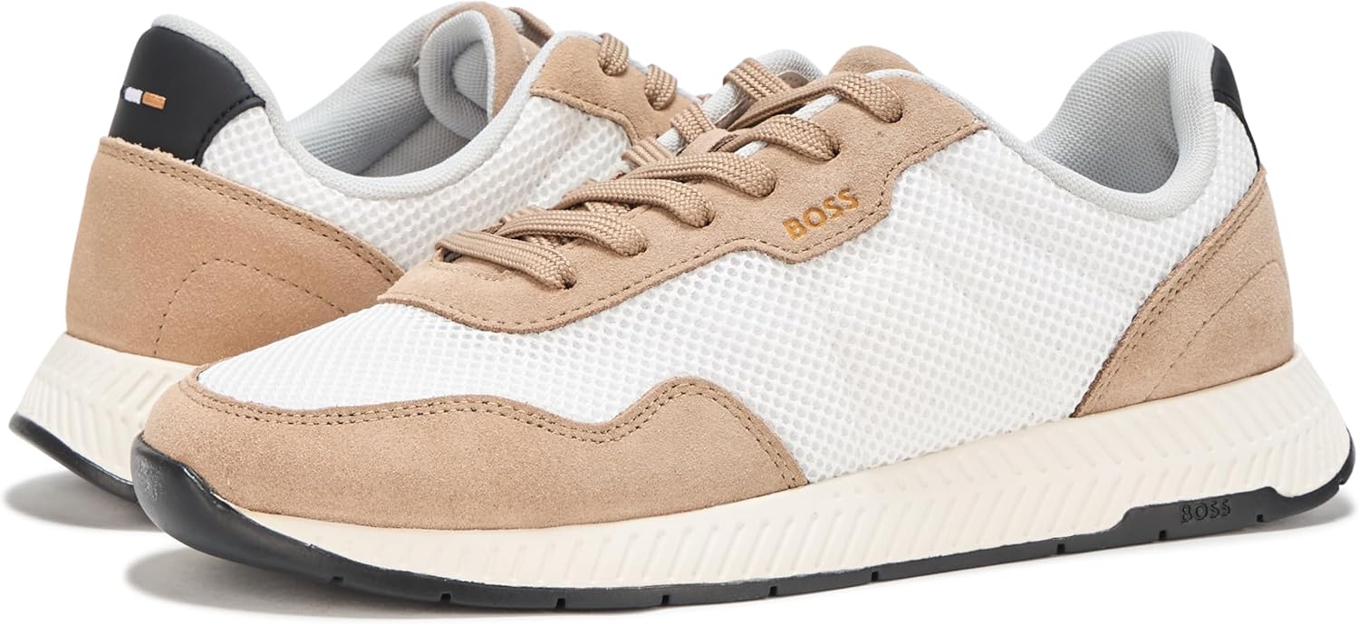Кроссовки низкие мужские BOSS из комбинированной кожи, Moth Wing, Bright White — фото 3