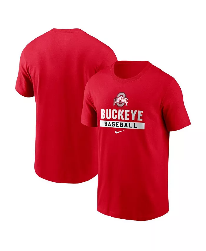 

Мужская бейсбольная футболка Scarlet Ohio State Buckeyes Nike