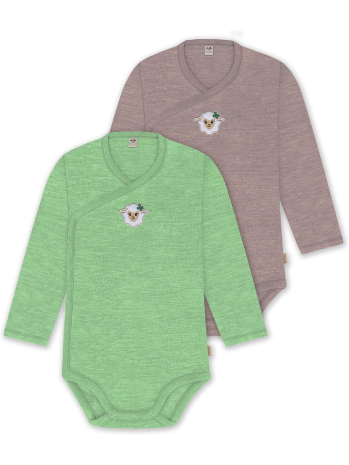 

Normani Outdoor Sports Комплект из 2 органических детских боди с длинными рукавами, зелено-розового цвета