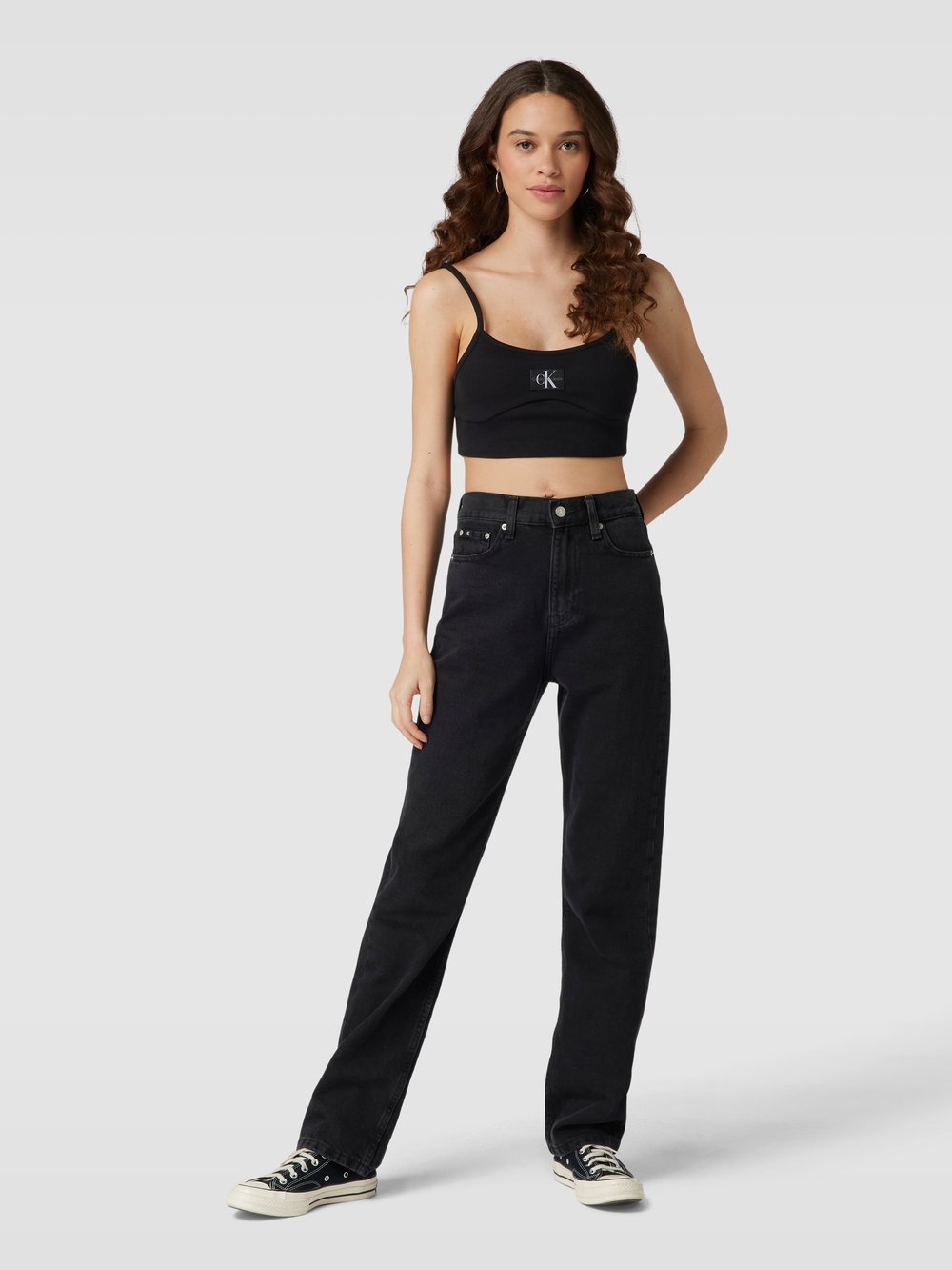

Джинсы с высокой посадкой и 5-карманным дизайном Calvin Klein Jeans, черный