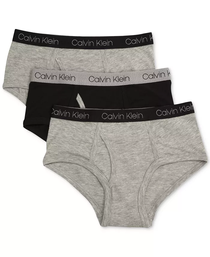 

3 пары хлопковых трусов, для мальчиков и подростков Calvin Klein, серый