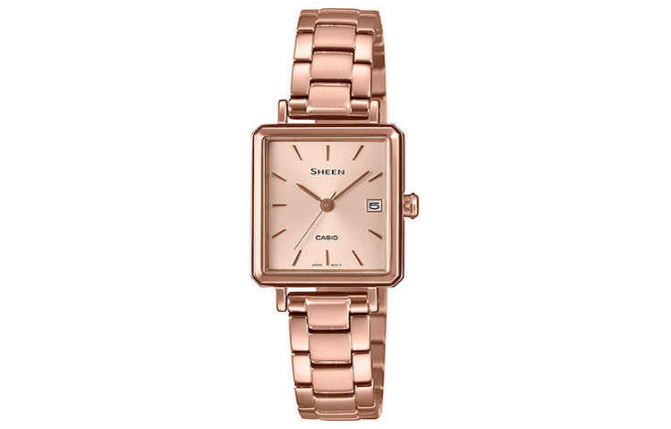 

CASIO Часы SHEEN Collection Quartz Movement Stainless Steel Strap Watch Women's Watch Pink Watch Dial, Rose Gold Watch Dial