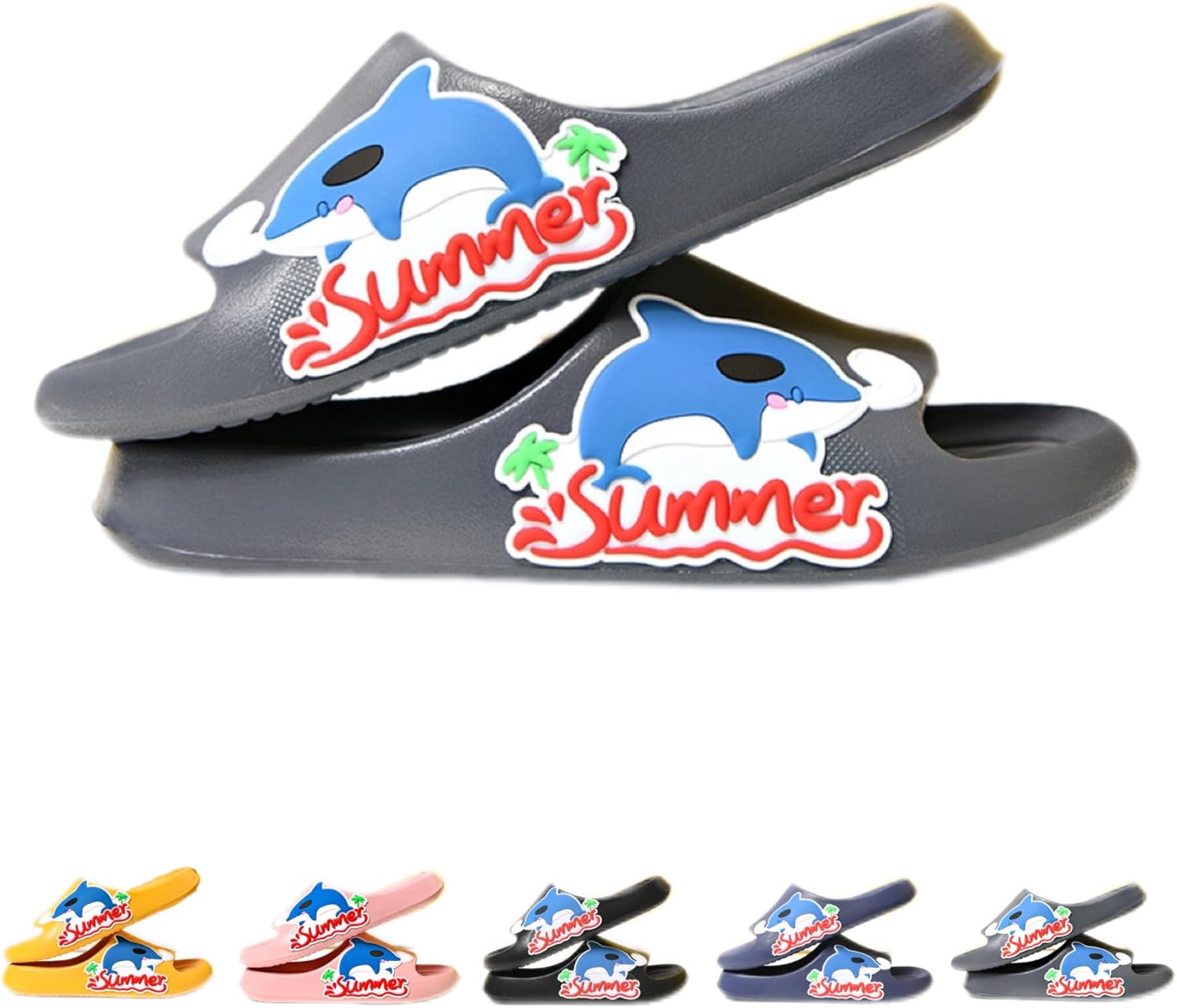 

Тапочки NTRUEML Dolphin для ванной комнаты, женские летние милые мультяшные для дома с мягкой подошвой, океанские, мужские и женские, новые тапочки, серый