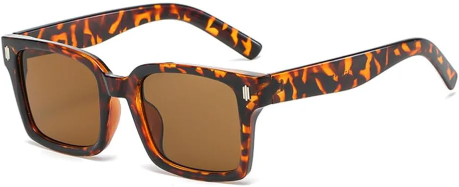 

Солнцезащитные очки LVTFCO Retro с черными линзами, женские, модные, прямоугольной формы, мужские, для активного отдыха, с защитой от УФ-излучения UV400, Leopard