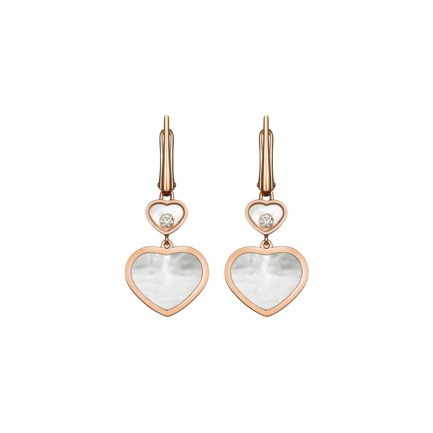 Серьги Chopard Happy Hearts - Серьги, розовое золото, бриллианты, перламутр — фото 3