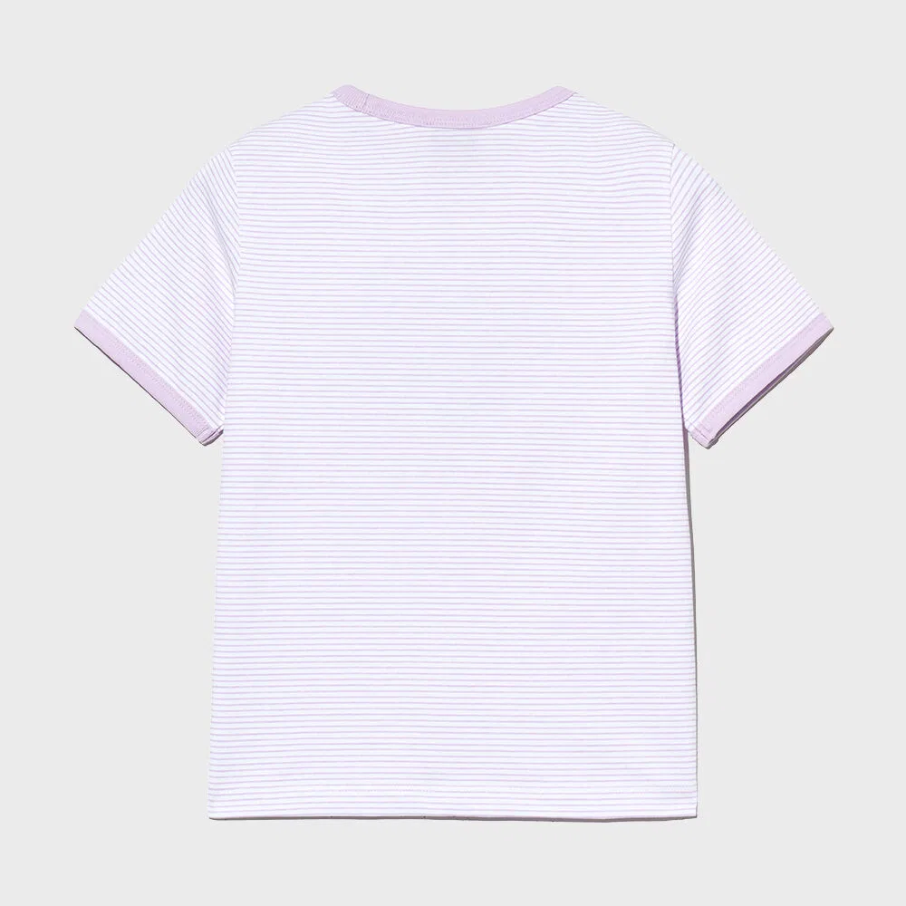 Детская футболка Basic Fit Stripe Ringer, лавандовая, от Marithé Kids — фото 2