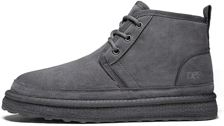 

Мужские меховые подкладки теплые противоскользящие ботинки Легкие замшевые зимние ботинки Удобные зимние короткие ботинки 7-10.5 Yebonsho, серый