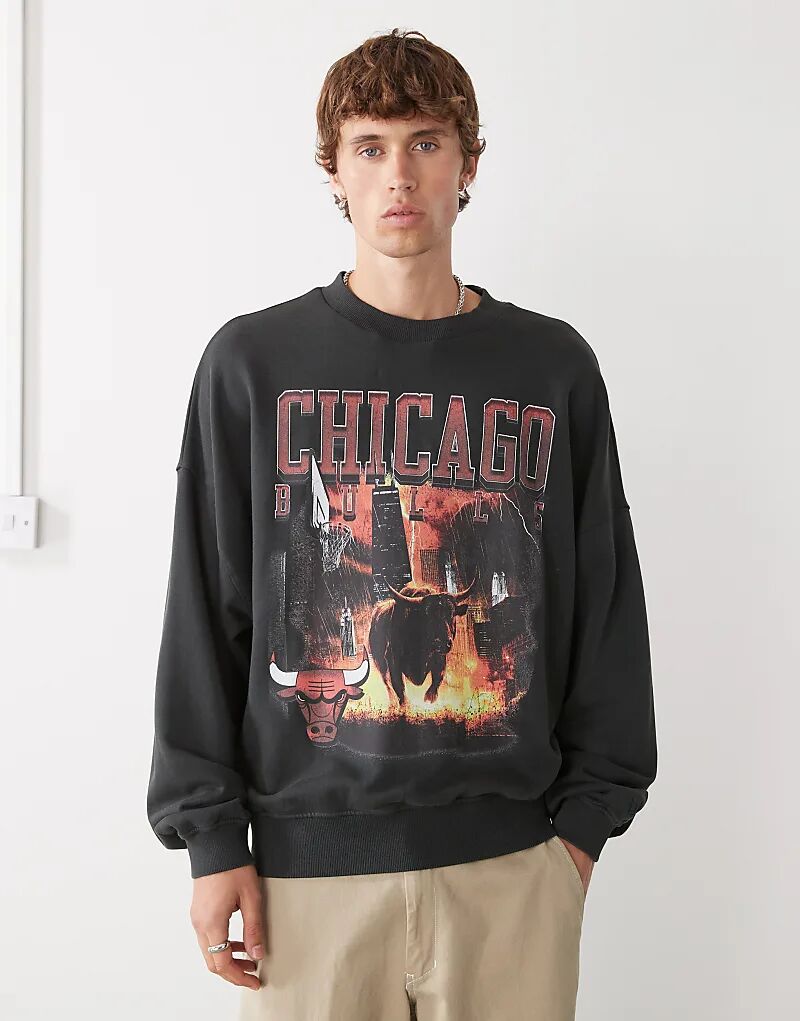 

Толстовка New Era Chicago Bulls свободного кроя черного цвета