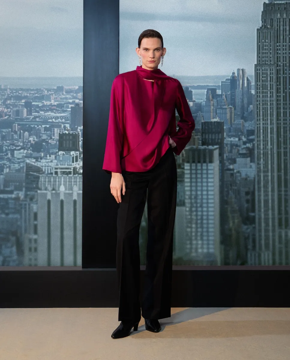 

Женская блузка с завязками, 100% шелк Woman Limited El Corte Inglés, малиновый